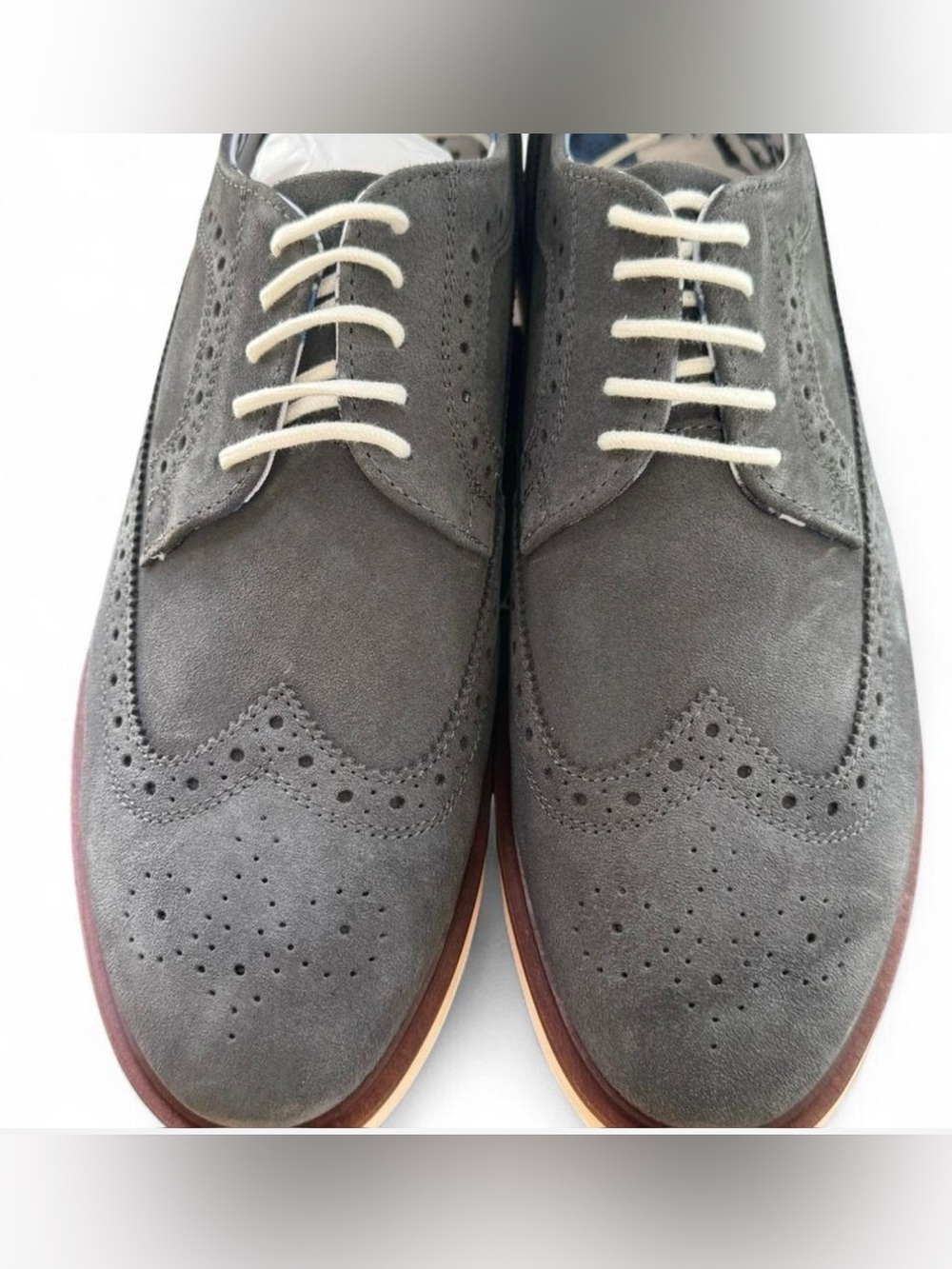 Paisley & Gray Telford Men’s Gray Suede Wingtip Oxford Dress Shoes Size 10.5 - Picture 6 of 10